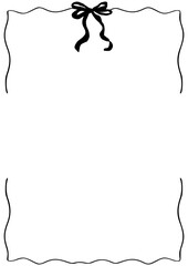 Hand drawn coquette frames. Vintage cute borders with ribbon and bow in simple crayon and whimsical style. Trendy art for bachelorette drink party and wedding invitations. Doodle vector illustration