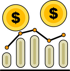 Bar Graph with Coins Illustration
