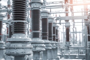 Fototapeta premium Innovative electrical substation showcasing detailed components
