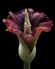 Macro of a Rare Titan Arum Flower Isolated on Black Background