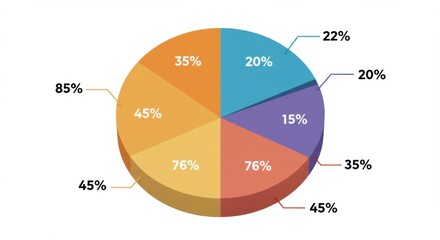 Pie chart representing statistical data and percentage distribution analysis in a business report