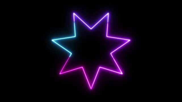 Multicolor Neon 7 Point Star Glowing Light Animation
