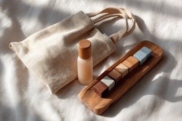 Soft textures and warm colors create cozy atmosphere with wooden