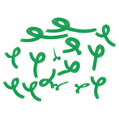 Green Ribbon Brush Strokes | Abstract Curved Paint Elements