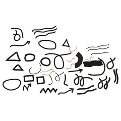 Abstract Doodle Line Art Shapes Minimal Sketch Symbols Modern Hand-Drawn Graphic Design Illustration