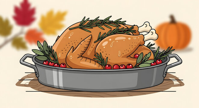 Delicious Roasted Turkey with Herbs and Cranberries, Ready for a Feast