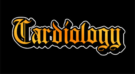 Cardiology Typography Text Illustration on Black Background
