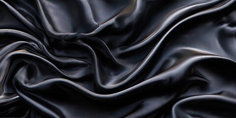 Obraz premium Dark, silky fabric draped with flowing folds and subtle highlights