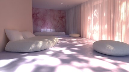 Ai render Pink noise Rerender interior design Grounding bed rendering