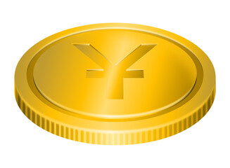 Gold coin with yuan symbol. Money and Chinese currency illustration.