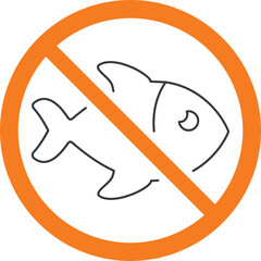 Prohibition Sign With A Fish Icon And A Diagonal Line Indicating No Fish Allowed