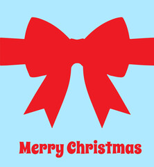 happy christmas, red bow, on a blue background,