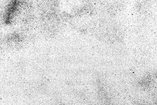 Black and white grunge texture overlay with fine grain and dust effect for abstract background isolated on transparent background