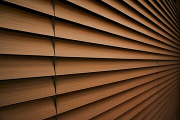 close-up photograph of diagonal wooden blinds