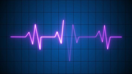 EKG heartbeat line pulses on a grid background, simulating a futuristic medical monitor. heartbeat line animation. For health or technology concepts - Powered by Adobe