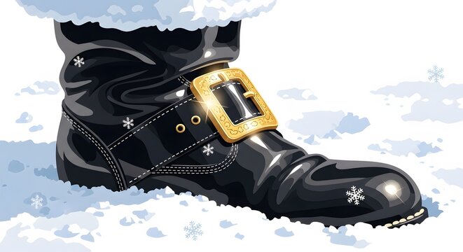 Santa's Boot in the Snow A Festive Illustration for Christmas and Holiday Season Designs