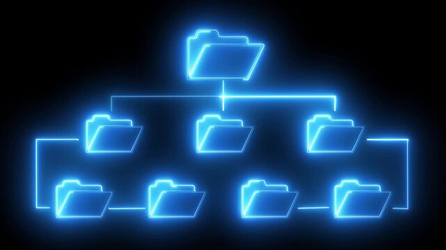 translucent folder network with neon connections
