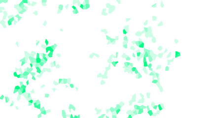 Abstract Mint Green Crystal Scatter on White And Light Background with Translucent Particle Shapes for Clean, Springtime & Wellness Digital Design