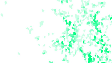 Abstract Mint Green Crystal Scatter on White And Light Background with Translucent Particle Shapes for Clean, Springtime & Wellness Digital Design