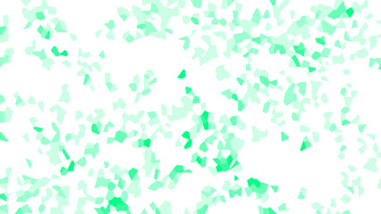 Abstract Mint Green Crystal Scatter on White And Light Background with Translucent Particle Shapes for Clean, Springtime & Wellness Digital Design