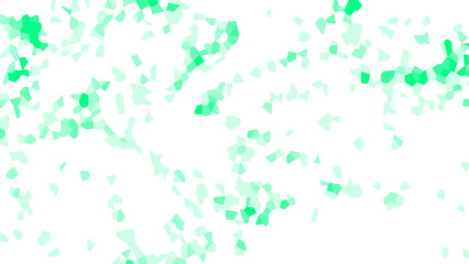 Abstract Mint Green Crystal Scatter on White And Light Background with Translucent Particle Shapes for Clean, Springtime & Wellness Digital Design