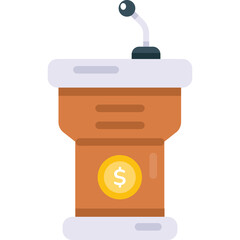 Public Speaking Podium With Microphone And Dollar Coin Emblem Clean White Background Presentation Stage Equipment