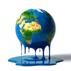 Abstract Melting Earth with Blue Pool Depicting Climate Impact for Editorial and Web Design Use