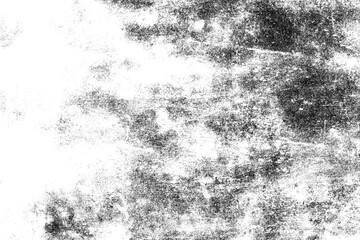 Abstract black and white grunge texture overlay distressed rough surface background element isolated on transparent background