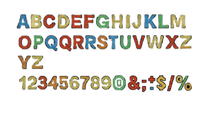 Colorful Alphabet and Number Set for Educational and Design Purposes