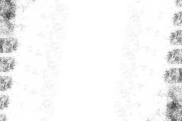 Abstract black and white grunge texture with distressed horizontal borders and clean white center isolated on transparent background