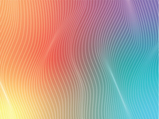 Abstract colorful wavy dot pattern background. Modern fluid gradient half-tone texture. Creative spectrum blend for technology or trendy poster design.
