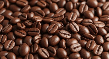 Obraz premium A closeup of roasted coffee beans, perfect for a coffee background