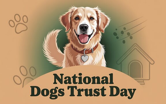 National dogs trust day with happy golden retriever - Powered by Adobe