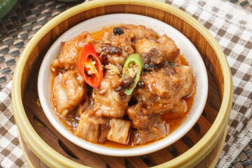 Freshly steamed pork ribs with honey glaze