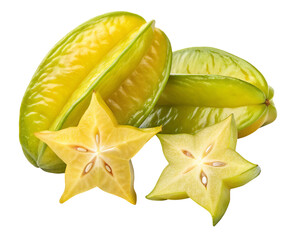 Fototapeta premium Fresh Ripe Star Fruit Still Life isolated on a White Background 