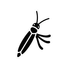 Stylized Silhouette of a Firefly Insect with Antennae and Wings.