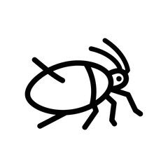 Simple black insect icon representing a bug with antennae and legs.