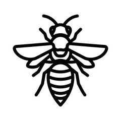Minimalist Black Outline Drawing of a Honey Bee.