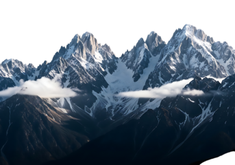 Jagged Snow Covered Mountain Peaks with Wispy Clouds rock