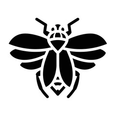 Striking Black Silhouette of a Detailed Bee Illustration.