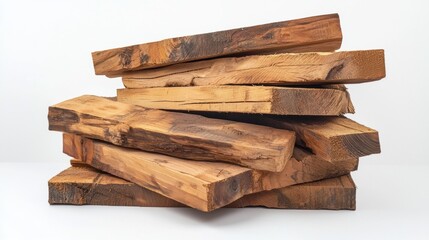 Stack of natural wood logs ready for woodworking projects and crafts in a creative workspace