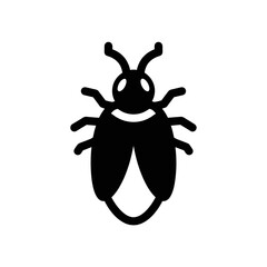 Simple black silhouette of a beetle insect icon.