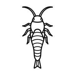 Simple Line Art Illustration of a Silverfish Insect.