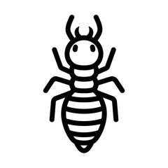 Stylized Termite Icon - Detailed Black and White Vector Illustration.