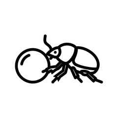 Ant carrying a large sphere in a simple outline illustration.