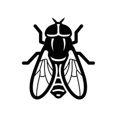 Stylized Black and White Fly Icon Vector Graphic.
