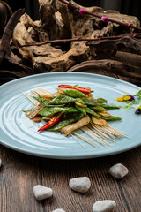 Green pepper king oyster mushroom