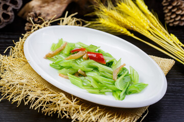 Stir-fried celery with dried shrimp