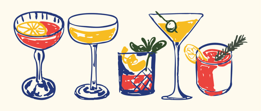 Festive Holiday Cocktails Illustration - Powered by Adobe