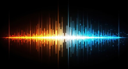 Abstract sound wave background in blue and orange color on black
